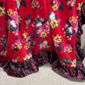 Matilda Jane Red Floral Blanket with Plaid Ruffle
